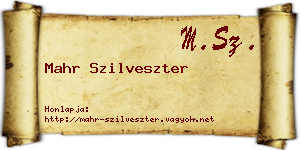 Mahr Szilveszter névjegykártya