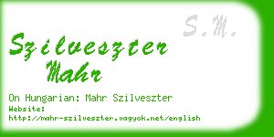 szilveszter mahr business card